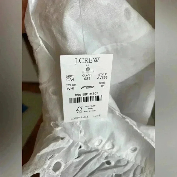 J. Crew -White Floral Eyelet Ruffle Midi Dress Size 12 NWT - Picture 8 of 15